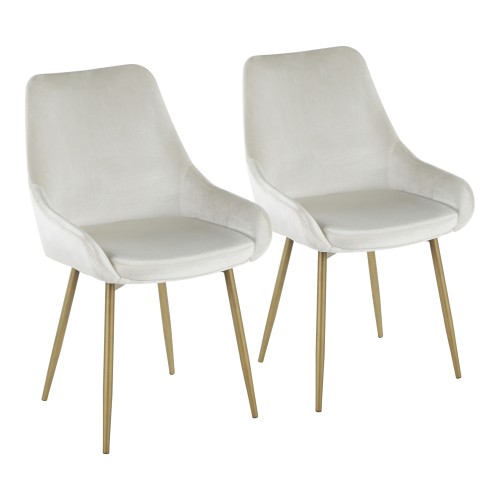 Diana Chair (Cream Velvet + Satin Brass) - Set of 2